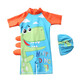 New children's swimsuit boy suit boy one-piece child small, medium and large children's swimsuit baby sun protection swimsuit dark green_white cloud green dinosaur 165 S_(70-80cm_15-20Jin Jin equals 0.5 kg)