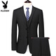 Playboy 2025 new high-end suit men's middle-aged business casual slim jacket professional suit Navy blue two-button top + pants + shirt get clothes L (suitable for 110-125Jin [Jin equals 0.5 kg])