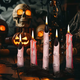 Yusenyi Halloween finger candle indoor atmosphere scene layout decoration props tear candle a box of five paraffin wax pink