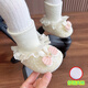 Spring, Autumn and Winter 612 Months Baby Girl Shoes and Socks 1 Year Old Baby Princess Soft Soled Non-Falling Shoes with Velvet Front Shoes to Keep Warm Beige Cotton Pink Gauze Rabbit Socks Shoes - Lace Six-petal Flower 11 11S Inner Length 10 Points 5cm Recommended for 0-5 Months