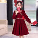 Girls Dress Autumn and Winter New Year Skirt Girls Little Fragrance New Year Princess Dress Composite Silver Fox Velvet Red Velvet 160
