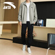 ANTA (ANTA) velvet stand-up collar jacket for men 2025 winter new style young men's outdoor casual thickened windbreaker jacket top velvet stand-up collar style 7605-1 floating gray L /175 suitable for 120-140 Jin Jin equals 0.5 kg