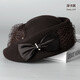 Kuosheng Australian woolen fashion hat women's autumn and winter felt hat mesh evening hat bow beret black adult one size (adjustable 56-58cm)