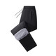 Winter large size three-layer windproof plus velvet thickened warm casual cotton pants for men and women, warm knee pads, black (flat mouth) 2XL (115-135Jin Jin equals 0.5kg)