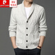 Pier Cardin Marke High-End-Herrenbekleidung Frühling und Herbst Wollmantel mit grünen Obst-Repels für Männer Außenkleidung Pullover dicker Pullover Strickpullover Strickjangel Trendy Strick Schwarz S
