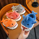 Children's cotton slippers autumn and winter waterproof home indoor non-slip boys cute shark pattern baby kids cotton slippers gray 12 34/35 size inner length 21.5CM
