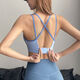 Fitness girl's new sports bra shockproof running yoga vest push-up all-in-one Pilates bra blue S S