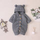 Disney (Disney) baby knitted jumpsuit bodysuit 2026 autumn and winter new baby fashionable rompers plus velvet and thickened warm outing clothes gray 36cm 66