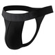 Men's thong solid color comfortable and breathable personalized ribbed sexy U-convex sexy hip lifting thong underwear comfortable and breathable T black M recommended 90-110Jin Jin equals 0.5 kg