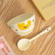 Cute gourd ceramic household cream rice bowl girl heart net salad cartoon hand-painted high-value heart bowl large capacity honey bear one bowl one spoon (2 colors random)