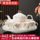 Yanze bone china rotatable water set tea set teapot teacup set opening housewarming gift light luxury high-end gift box bone china magnolia branch set-wooden gift box