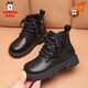 Babudou boys and girls cotton shoes plus velvet and thickening winter children's warm leather boots British short boots student Martin boots