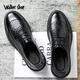 Walker Shop Fashionable Big Toe Shoes for Men 2025 New British Soft Sole Increased Men's Commuting Business Casual Leather Shoes Black 42