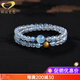 Gnomanman Moonstone Bracelet Double Circle Natural Crystal Bracelet Aquamarine Tiger Eye Stone Lucky Sapphire Beads 6mm