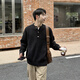 FOG SKY sweater men's autumn and winter black Henry collar half cardigan loose American versatile lazy style knitted top BGM-JM25821 black L (recommended 110-130Jin Jin equals 0.5 kg)