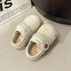 Girls' furry shoes 2025 new winter children's girls plus velvet warm Birkenstock shoes for girls soft-soled non-slip cotton shoes off-white, size 22, inner length about 14CM