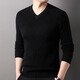 Ordos city's new autumn and winter pure cashmere sweater v-neck cashmere sweater men's high-end jacquard medium thick chicken heart produced in Ordos city - black L 175