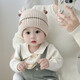 Baby Hat Autumn and Winter Pure Cotton Baby Antler Knitted Hat Thickened Warm Winter Infant and Child Wool Hat MY J Antler Straight Tong Hat - Beige One Size Recommended 5 months - 3 years old Head circumference 44-51cm