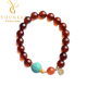 Yogurt natural blood amber southern red single circle amber bracelet turquoise pattern beads Lutongfu brand bracelet for women 8MM blood amber