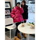 Luwang Lianxue Korean style hooded down jacket for women winter 2025 new student loose small thickened warm cotton jacket Raspberry Pink L (recommended 115Jin Jin equals 0.5kg -130Jin Jin equals 0.5kg)