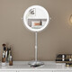 Large LED makeup mirror that can be raised and lowered. Telescopic double-sided illuminated mirror. Desktop magnifying mirror. Desktop beauty mirror can be adjusted in height. 9 inches. Silver. European and American models. 5x magnification.