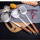 Fantasy German imported quality 304 stainless steel household cooking spatula, soup spoon, frying spatula, colander, wooden handle kitchen utensil set, black wooden handle five-piece set