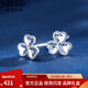 Meluxe Mina ready stock sparkling PT950 platinum crushed ice earrings four-leaf clover platinum earrings birthday gift three lives wish 1.55g