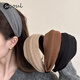 SO SOUL's new autumn and winter high skull headband is suitable for daily commuting and wide-brimmed headband for women to go out and take photos beyond the film headwear, caramel color