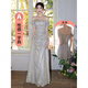 Chuangjingyi selected dress high-end light luxury niche evening dress high-end light luxury niche 2025 new style French engagement party evening champagne gold A style_135CM M
