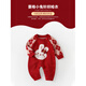Disney baby clothes, autumn clothes, newborn girl red knitted jumpsuit, autumn and winter full moon 100-day-one-year-old wedding dress, brand 7603+ bunny shoes 80cm