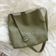 2022 Korean new ins soft leather bucket bag mother bag casual shoulder large bag crossbody bag large capacity women's bag matcha green