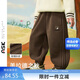 ASK JUNIOR children's pants 2025 winter children's thickened warm brushed bloomers boys retro casual pants