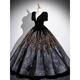 Ji Mi black evening dress hosted sequin student day coming of age ceremony art test vocal solo princess dress light luxury niche high-end black without bustle XL