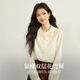 Xishijie (sllsky) Qianjin style lace collar shirt for women, autumn and winter long-sleeved, high-end, age-reducing, western-style inner match, apricot shirt, cream apricot XL