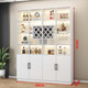 Yusenyi wine cabinet glass door living room display cabinet against the wall one-piece home restaurant wine rack storage and storage cabinet four doors all white length 200 width 30 height 200 white frame transparent glass