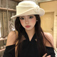 Elegance and French style elegant top hat for women autumn and winter Hepburn style beret retro fashion face-showing small hat fisherman hat top hat pearl flower-white one size