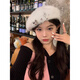 Miss Right's daughter, the heroine, original white beret, Cupid Love Autumn and Winter Plush, small face-showing painter's hat for women, daughter, heroine, planet model, M 54-58cm