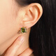 Olive green zircon flower earrings thickly plated 18K real gold s925 silver original light luxury French vine ear clip ear clip style