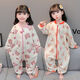 Children's coral velvet one-piece pajamas for autumn and winter girls' flannel sleeping bags for baby girls plus velvet and thickened rompers to keep warm Orange-double layer velvet and thickened 80