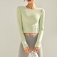 NEVER MEneverme Yoga Wear Women's Suit Bra Pad Bottoming Shirt Pilates Running Fitness Wear Short Sports Long Sleeve Autumn Light Milk Green (Hot Selling Hot Style) L (110-120Jin Jin equals 0.5kg)