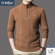 Goldlion Pure Cashmere Sweater Men's Half-High Zip Collar Knitted Sweater Middle-aged Winter Thickened Pullover Wool Sweater Sunset Gray Sunset Gray M /165