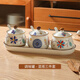AILUKI Japanese ceramic seasoning jar three-piece combination seasoning jar salt shaker home kitchen seasoning box combination set spicy mix-and-match three-piece set + spoon tray