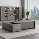 Boss desk, president, chairman desk, executive desk, manager office desk, office desk and chair combination 2000mm luxury executive desk + double side cabinets, rain fog oak-iron gray
