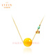 Layun Feiyin natural Russian beeswax bead pendant necklace women's niche design 18K gold clavicle chain simple retro gift beeswax 17mm+18k gold gold-plated chain