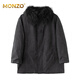 MONZO国际一线品牌显瘦派克服2025秋季新款水洗牛仔外套貉子毛皮草内胆 水洗灰 2XL