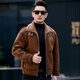 CJZ Parker Leather Jacket Men's Motorcycle Fur One-piece Lamb Shear Shear Warm Jacket Leather Jacket Men Gray L