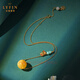 Layun Feiyin natural Russian beeswax bead pendant necklace women's niche design 18K gold clavicle chain simple retro gift beeswax 17mm+18k gold gold-plated chain