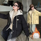 G.duck Little Yellow Duck Girls' Cotton Clothes 2024 New Winter Clothes Korean Style Middle and Large Children's Fake Two-Piece Cotton Jacket Western Style Thickened Hooded Cotton Black_(Fake Two-Piece Cotton Clothes) 120 (Recommended Height 113-123cm)