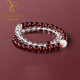 Yogurt 18K gold natural garnet double circle bracelet women's white crystal bracelet jewelry gift for girlfriend, beads 6mm