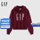 Gap Women's 2025 Autumn New Logo Chain Embroidery Loose Fleece Short Hoodie Sweatshirt 792554